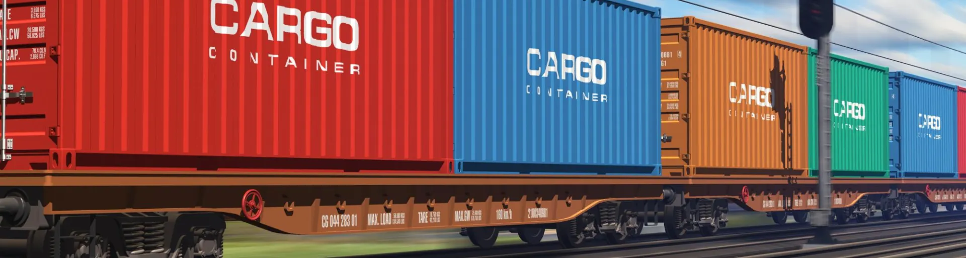 Goederentrein Wagons met de tekst cargo